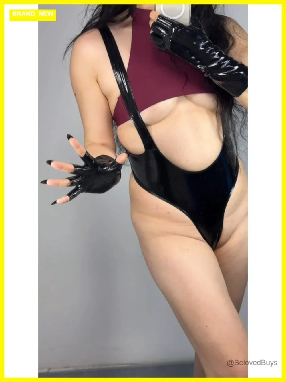 Faux Leather Fingerless Driving Gloves Women Long Wrist Half Finger Cosplay M